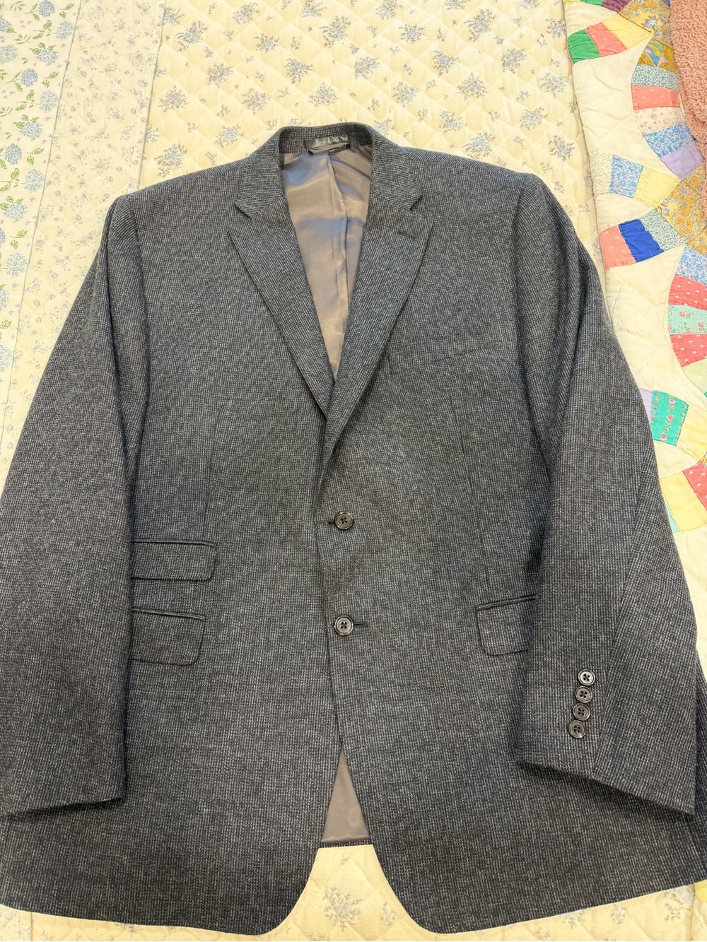 Lauren Ralph Lauren Men's Gray Two-Button Wool Houndstooth Blazer-Gray